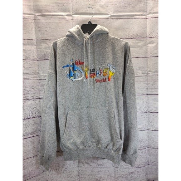 VINTAGE Walt Disney World Grey Hooded Sweatshirt with Front Pocket, Size XL - Picture 1 of 8